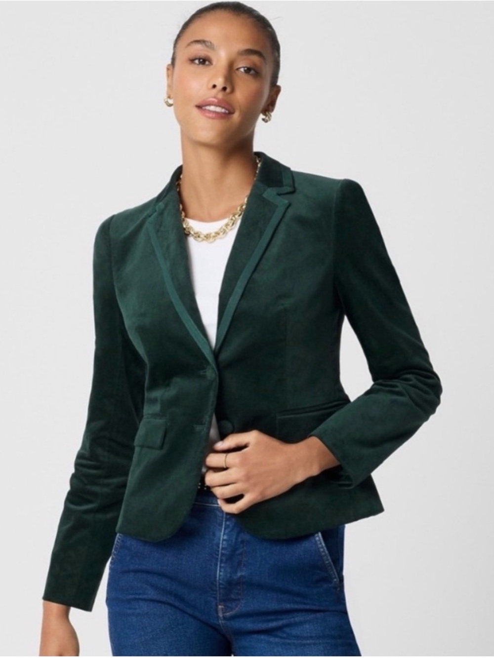 NWT J.Crew Factory Velvet Schoolboy Blazer Darkest Forest Size 10